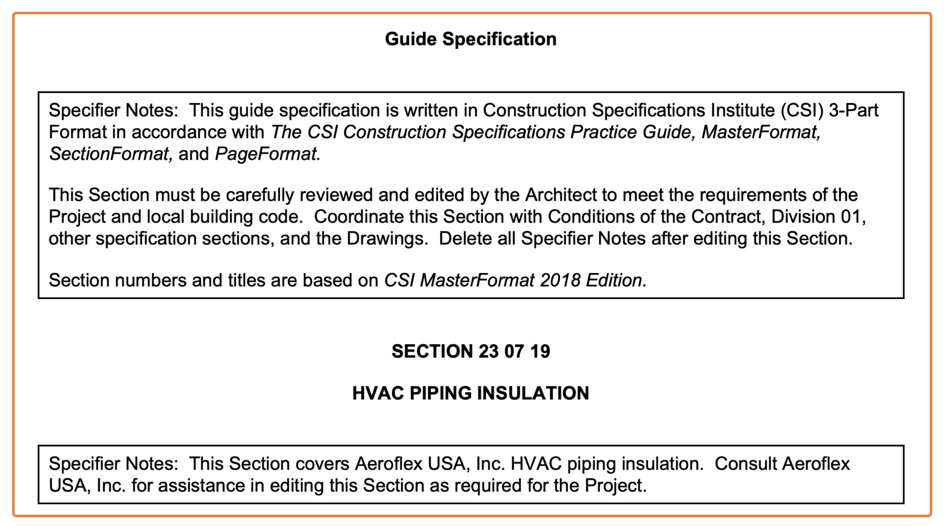 insulation specifications