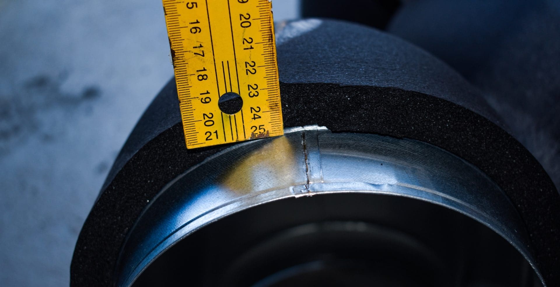 Measuring elastomeric pipe insulation thickness for condensation control on below-ambient mechanical piping